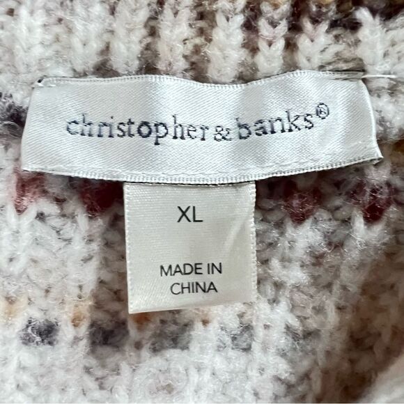 Christopher & Banks Space Dyed Shaker Stitch Zip Front Cardigan Sweater Size XL - Picture 11 of 15